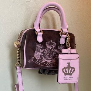 Juicy Couture Pink and brown velour mini bag